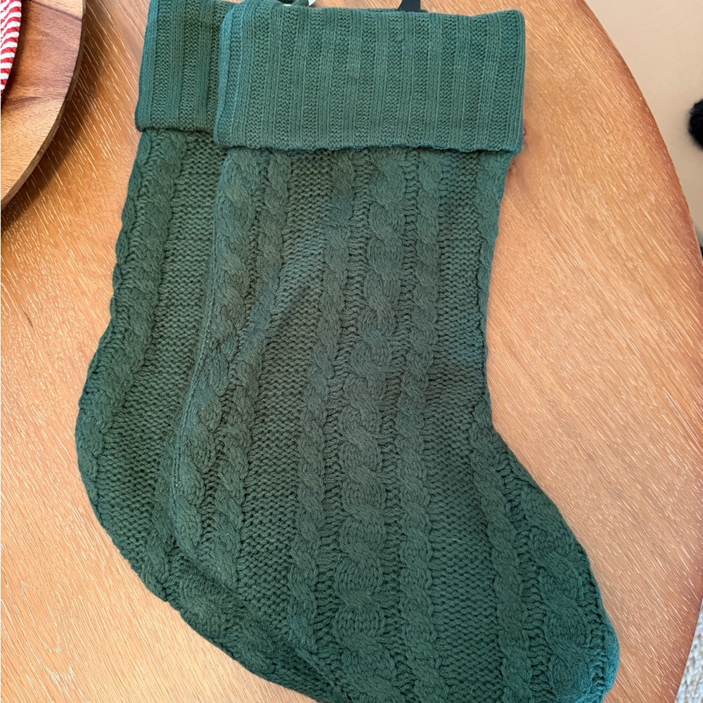Forest Green Cable Knit Holiday Socks
